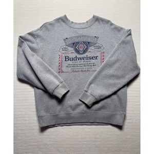 Brew City Budweiser King of Beers Graphic Sweatshirt Gray Crewneck Mens Medium